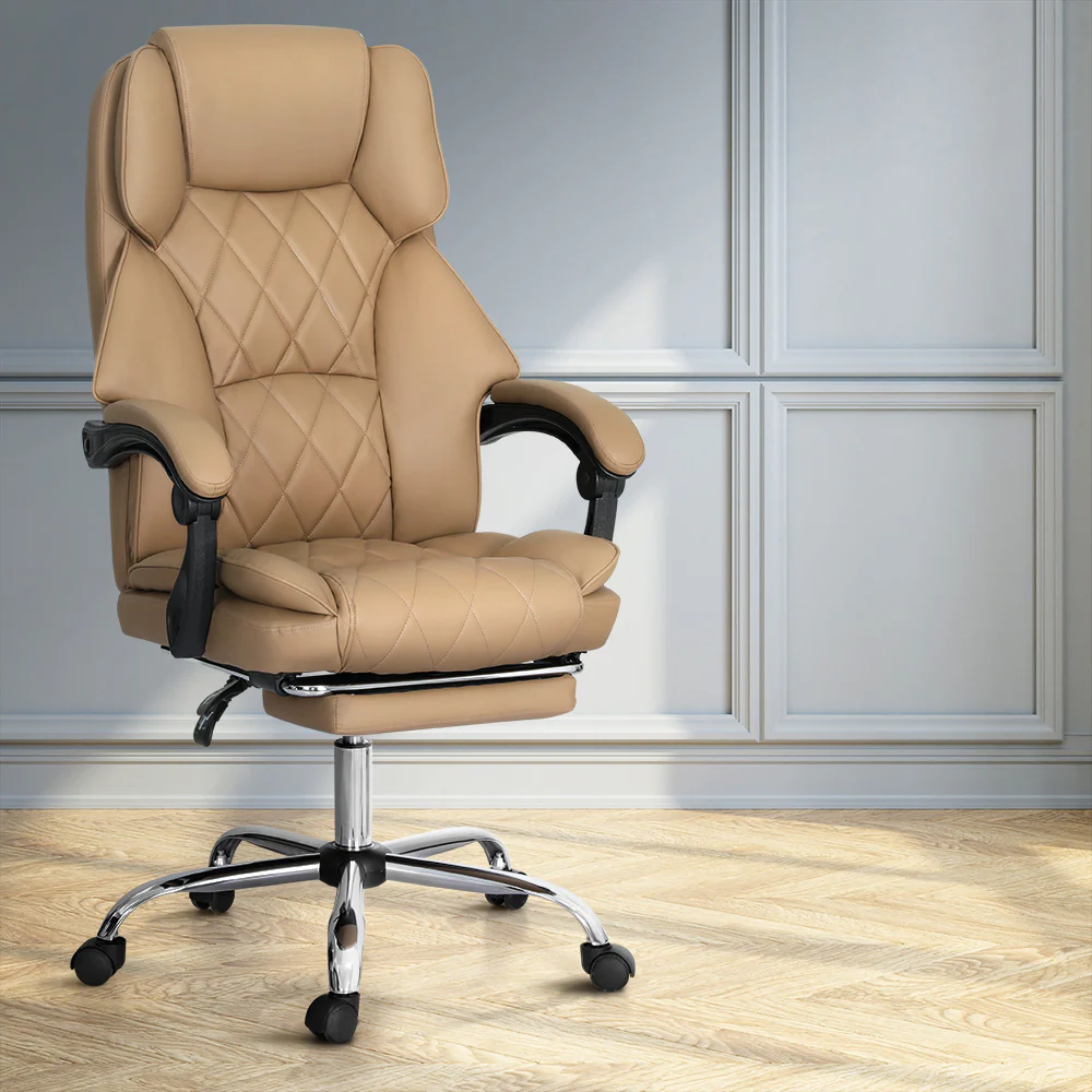 Artiss Executive Office Chair Leather Footrest Espresso - Image 7