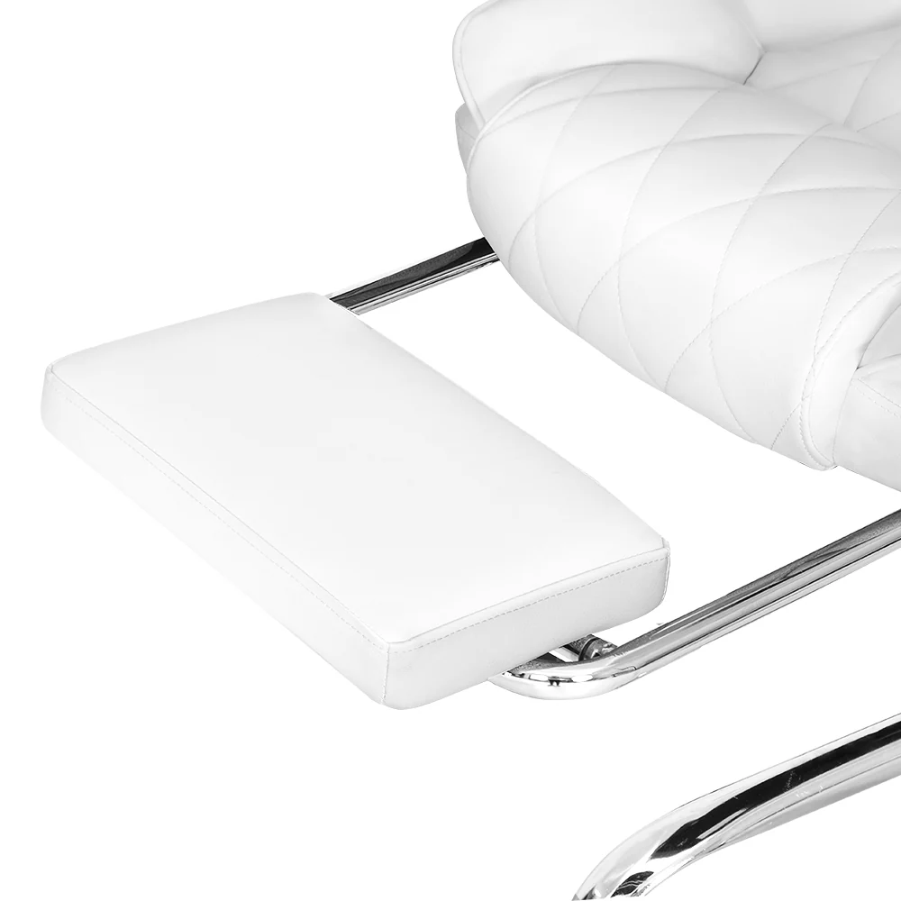 Artiss Executive Office Chair Leather Footrest White - Image 3