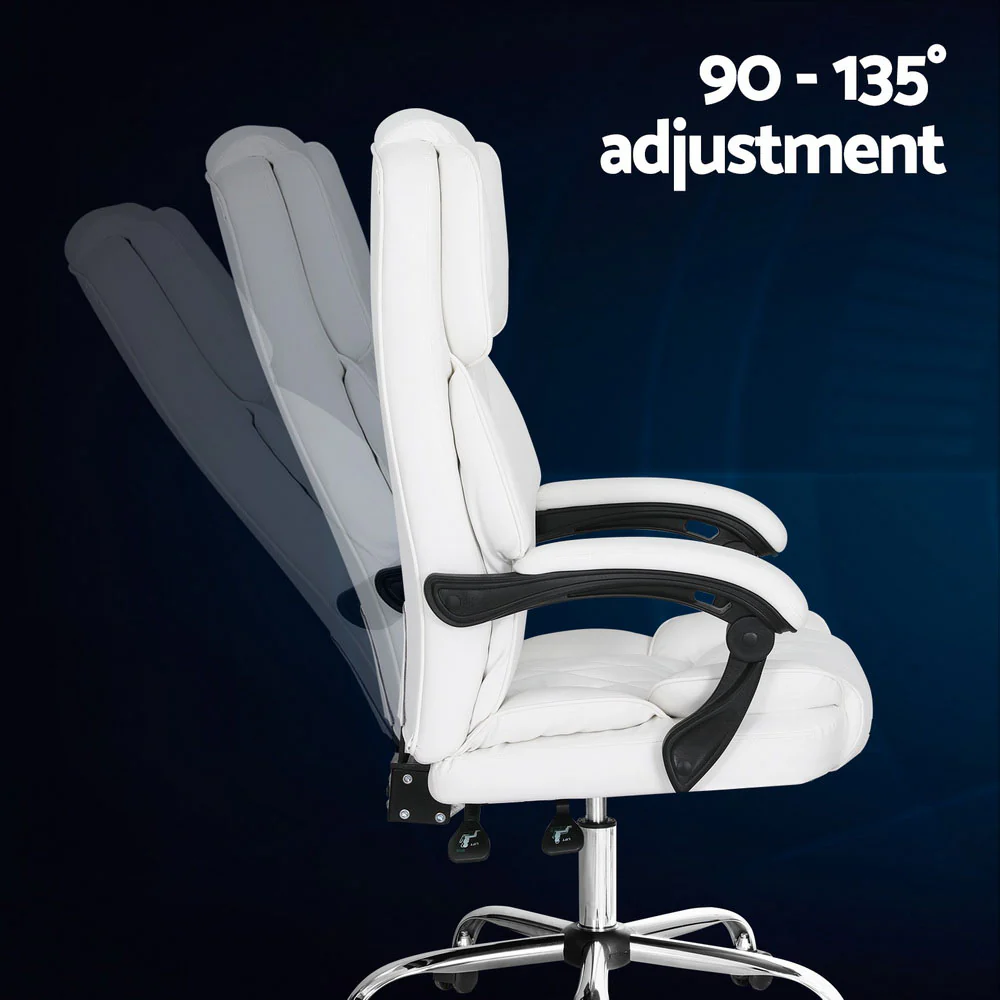 Artiss Executive Office Chair Leather Recliner White - Image 5