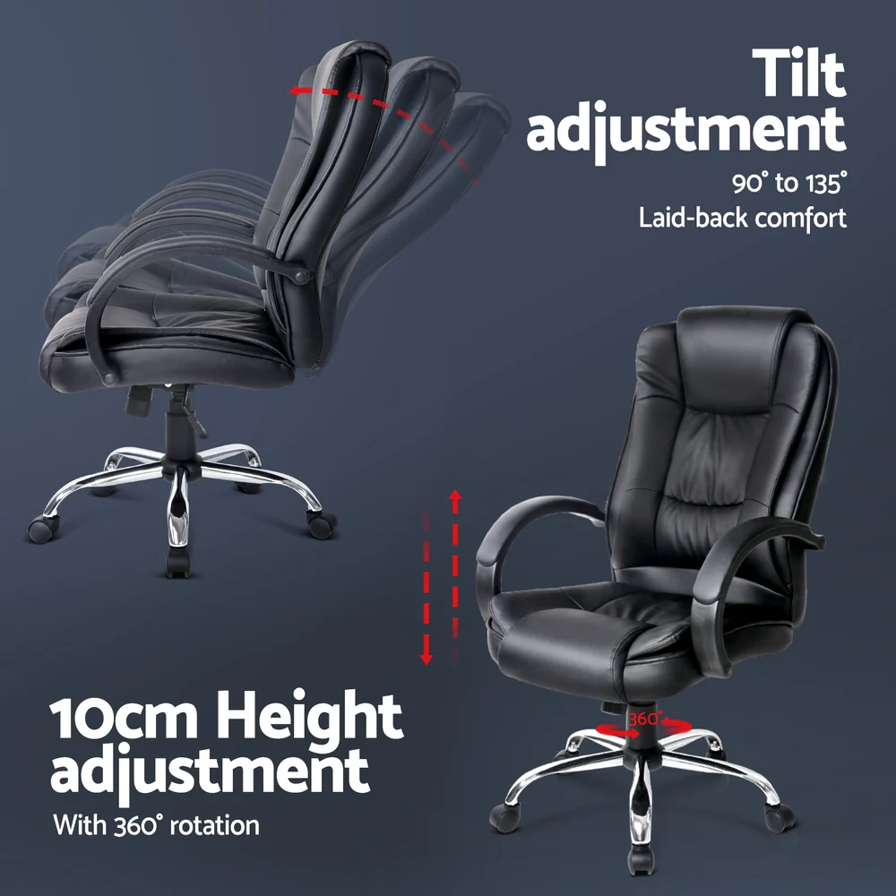 Artiss Executive Office Chair Leather Tilt Black - Image 6