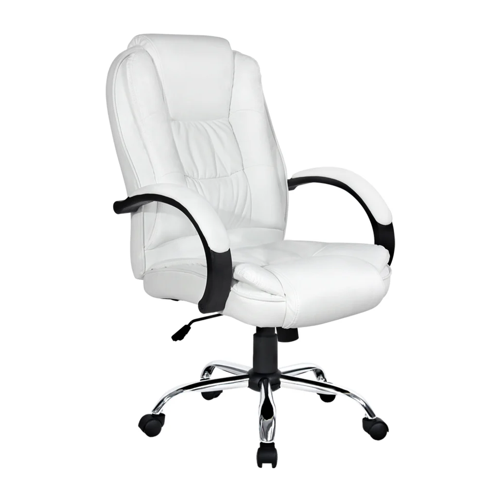 Artiss Executive Office Chair Leather Tilt White - Image 2