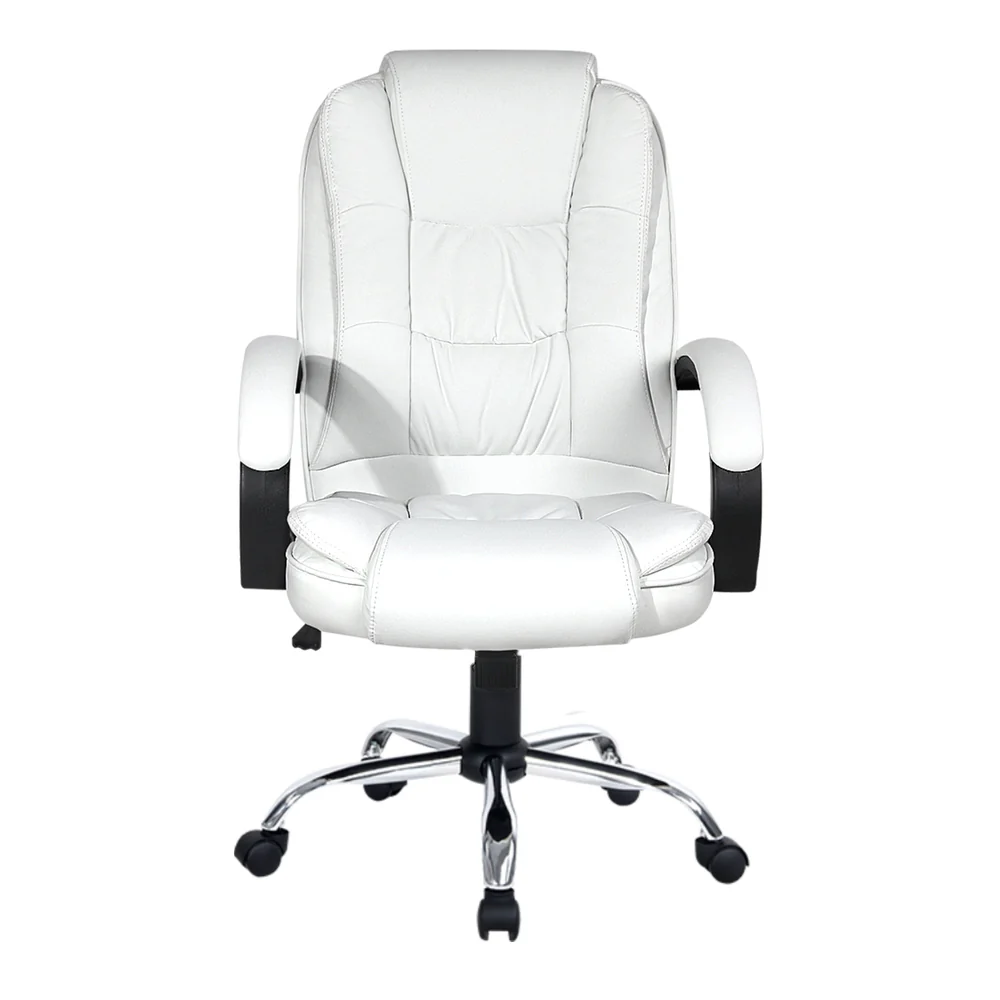 Artiss Executive Office Chair Leather Tilt White - Image 4