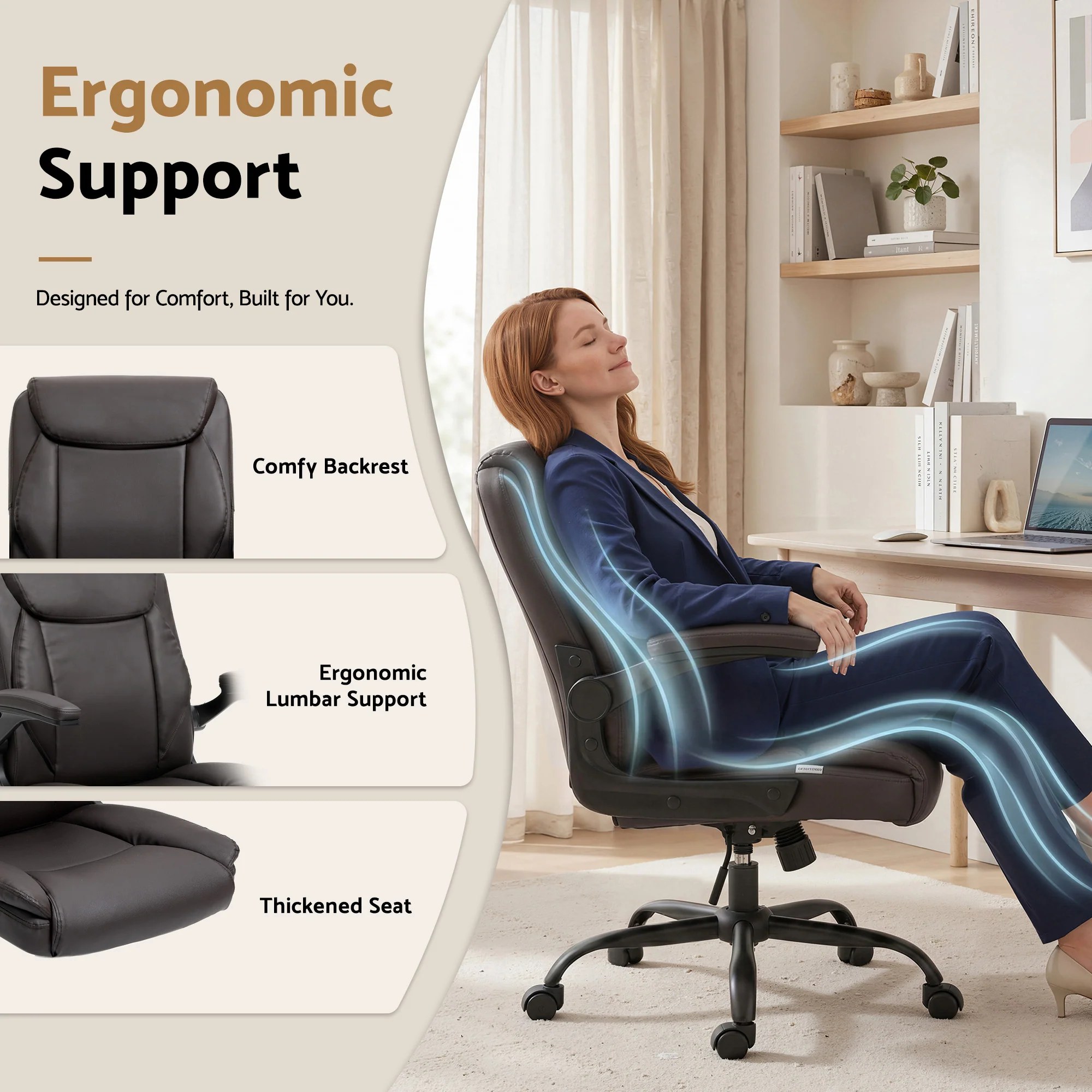 Artiss Executive Office Chair Mid Back Brwon - Image 7