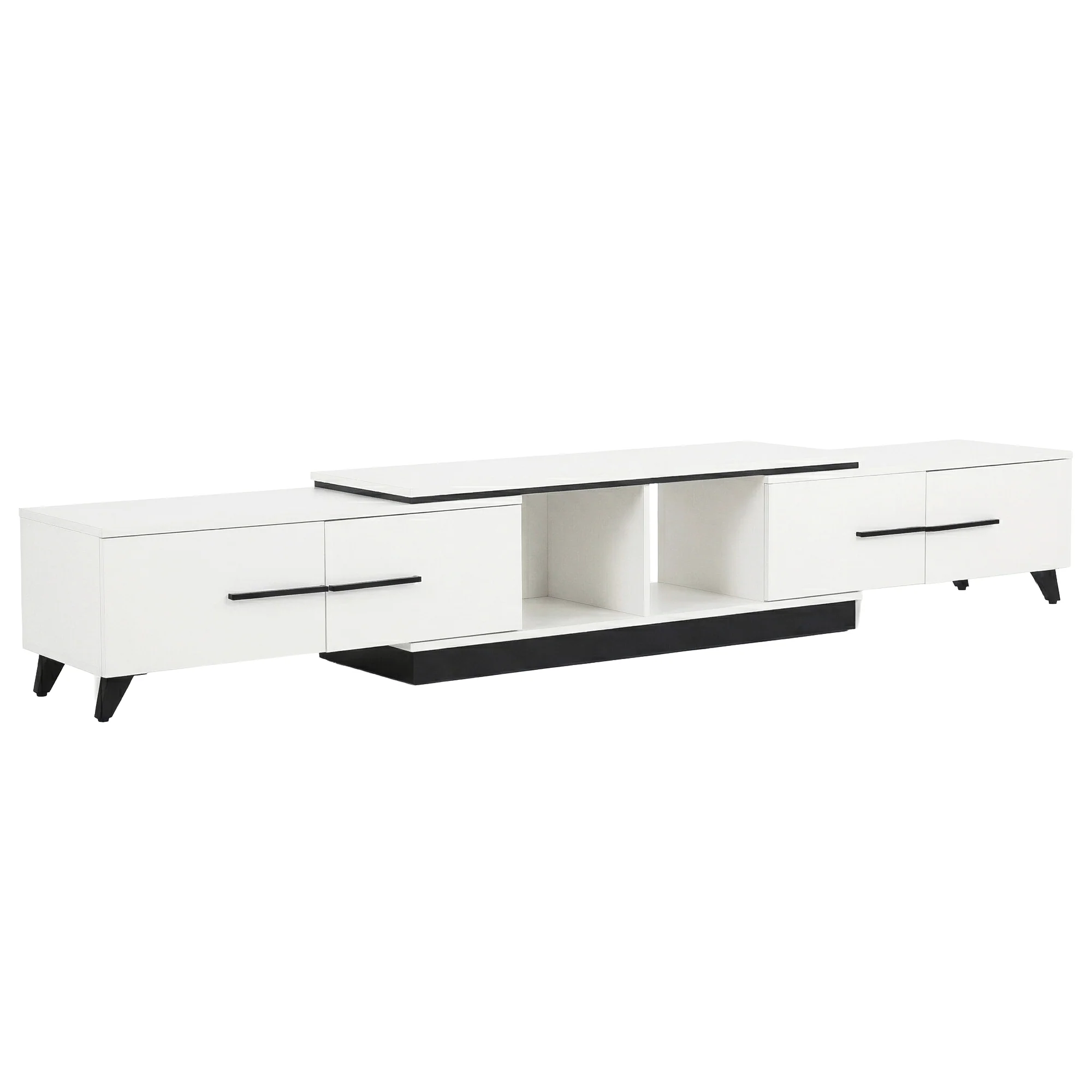 Artiss Extendable TV Cabinet Entertainment Unit Stand White - Image 2