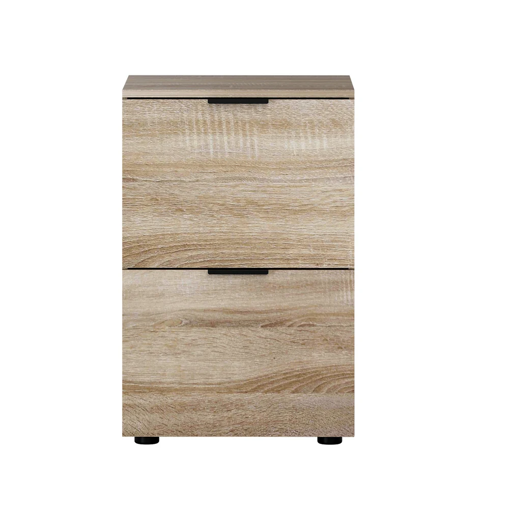Artiss Filing Cabinet Files Storage Office Shelves File Organiser Oak 2 Drawer - Image 4