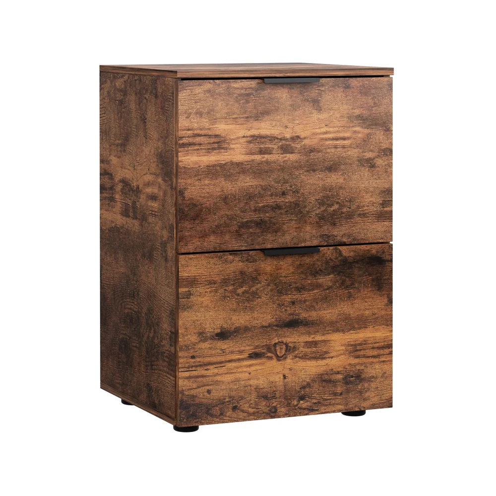 Artiss Filing Cabinet Files Storage Office Shelves File Organiser Rustic Brown 2 Drawer - Image 3
