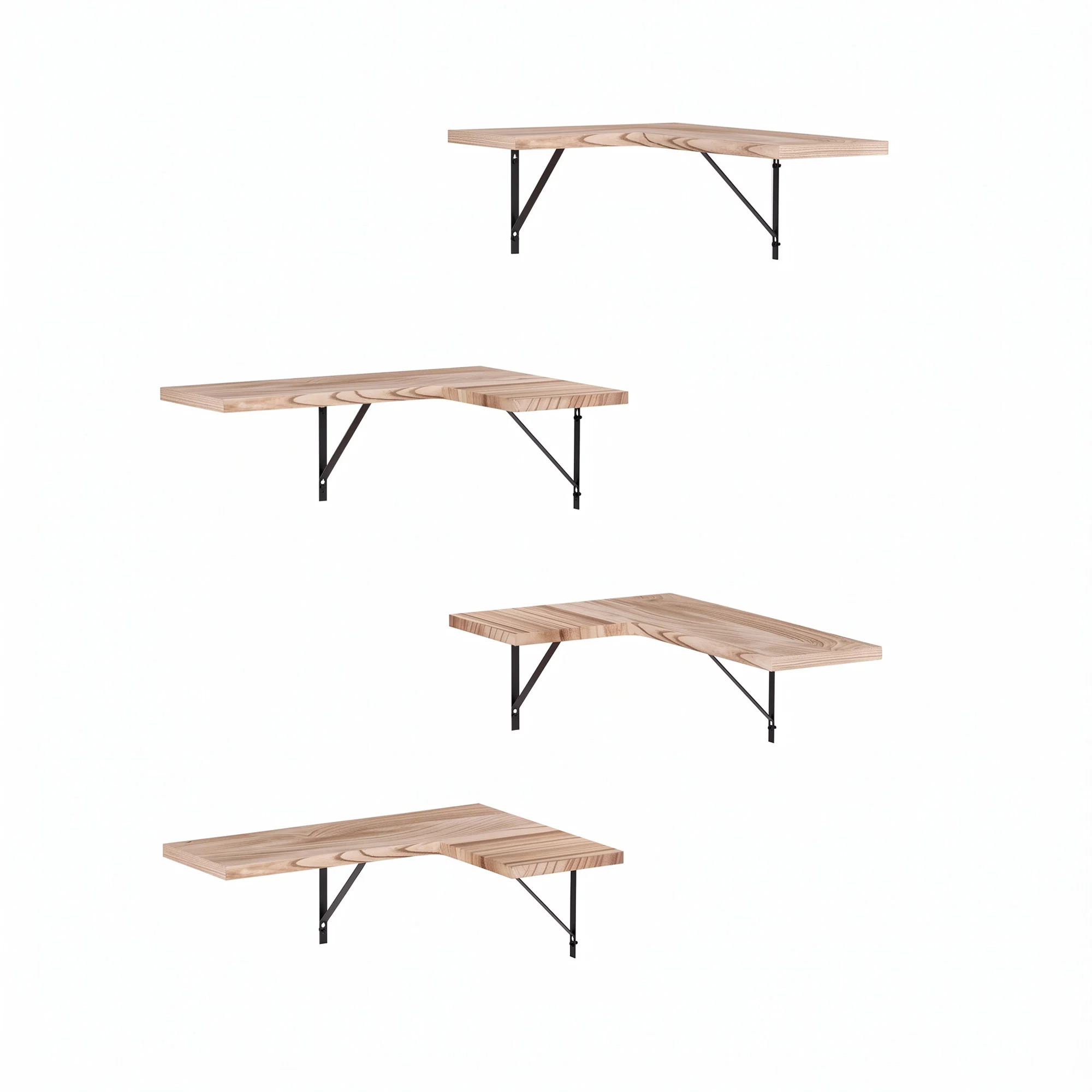 Artiss Floating Wall Shelf Corner Shelves Set of 4 Wood - Image 2