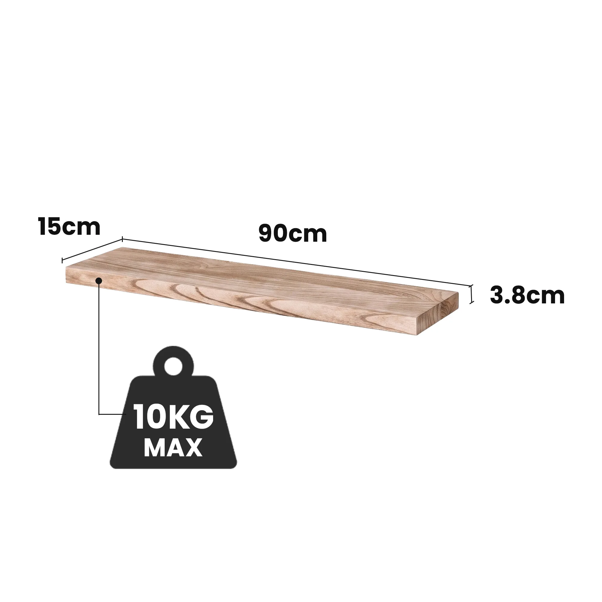 Artiss Floating Wall Shelf Set of 2 Wood 90CM - Image 3