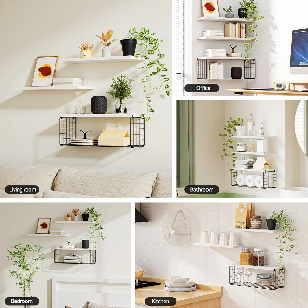 Artiss Floating Wall Shelf Set of 3 White - Image 5