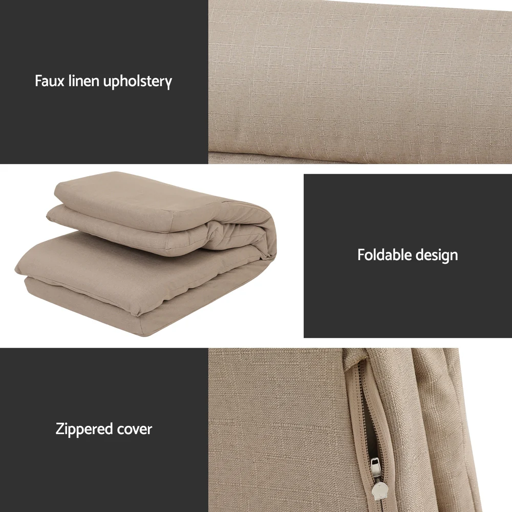 Artiss Floor Chair Sofa 1 Seater Linen Beige - Image 7