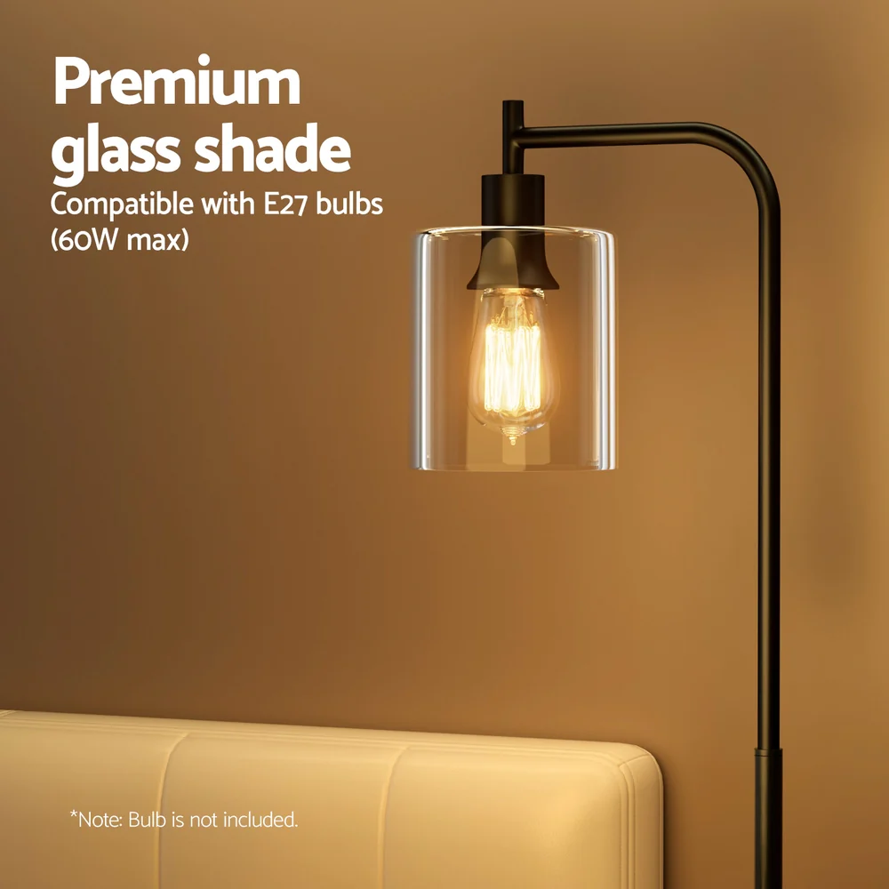 Artiss Floor Lamp Light Stand Modern Home Living Room Office Reading Glass Shade Black - Image 6