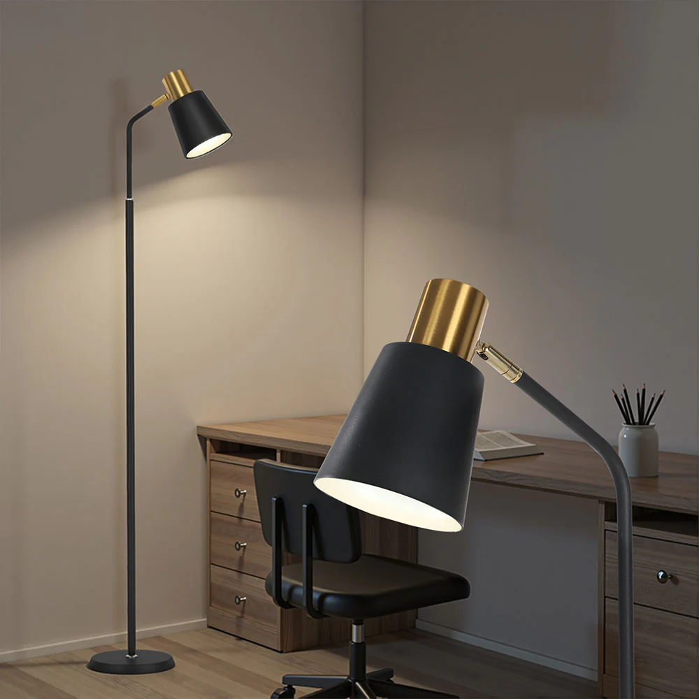 Artiss Floor Lamp LED Light Stand Modern Home Living Room Office Reading Black - Image 7