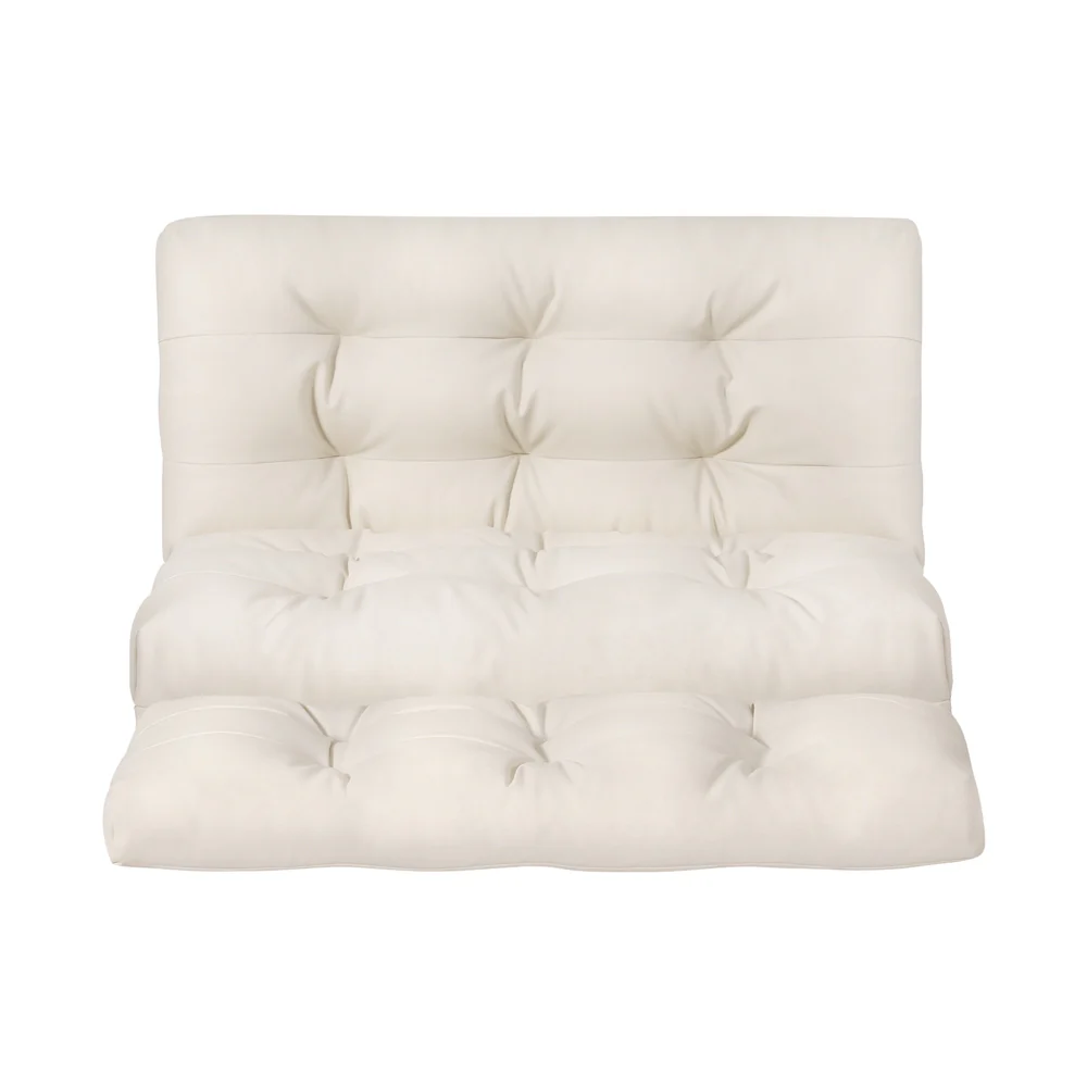 Artiss Floor Lounge Sofa Bed 2 Seater Pillow Leather White - Image 4