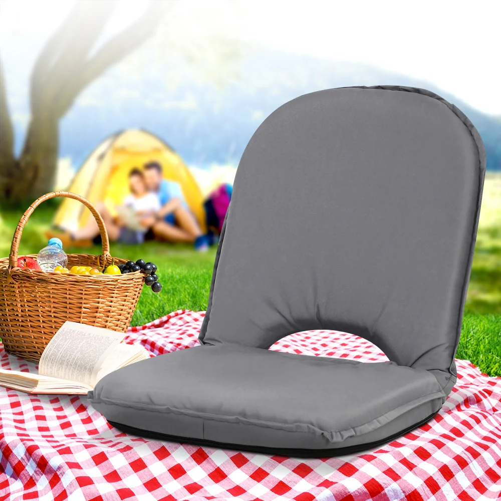 Artiss Floor Lounge Sofa Camping Chair Grey - Image 7