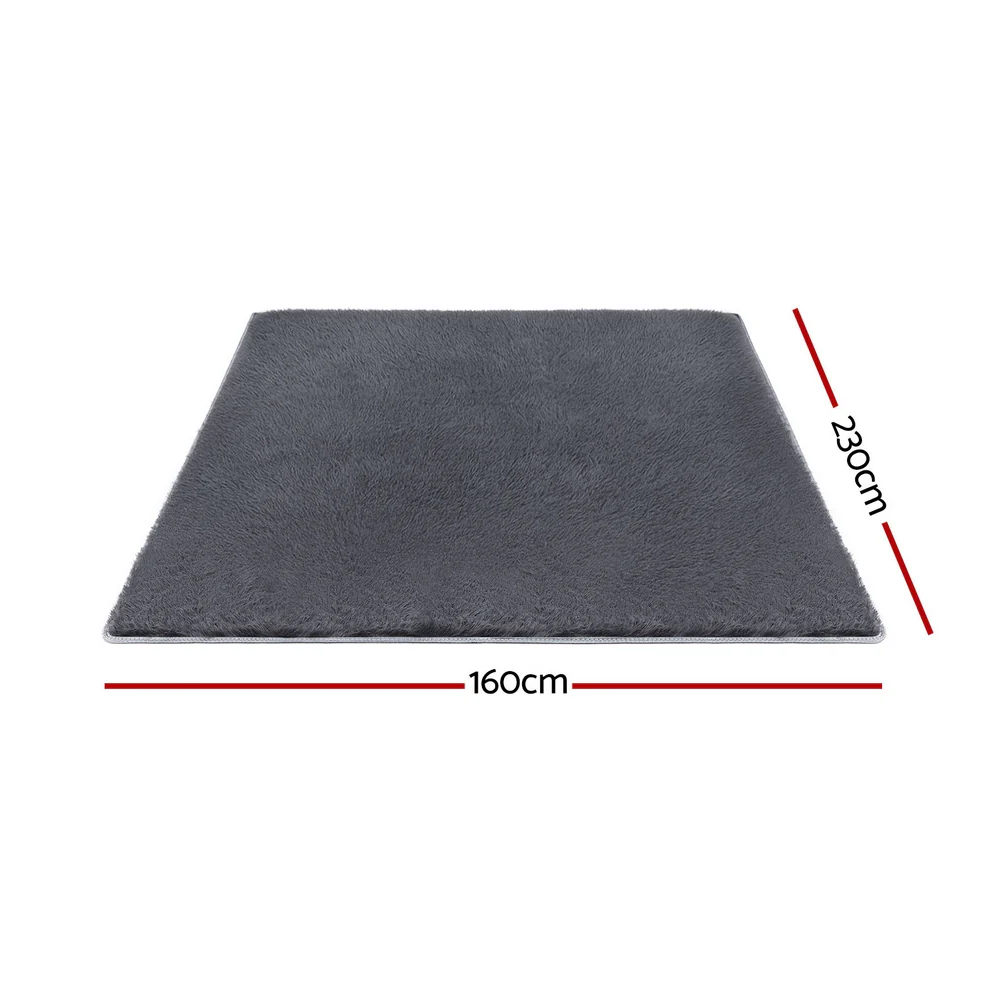 Artiss Floor Rug 160x230cm Plush Area Shaggy Rug Living Room Bedroom Carpet Grey - Image 2