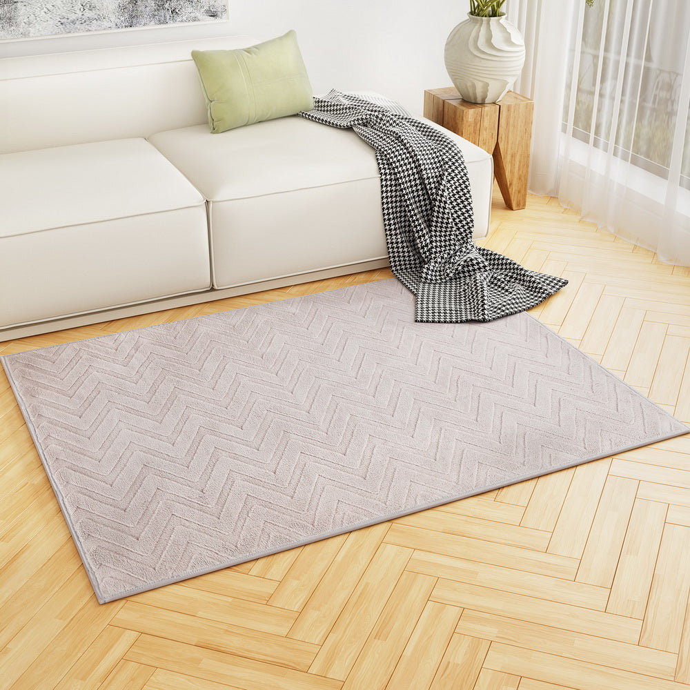 Artiss Floor Rugs 120x160cm Washable Area Mat Large Carpet Microfiber Ripple - Image 5