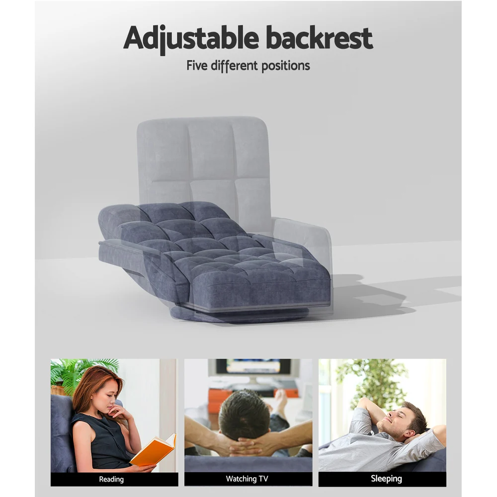 Artiss Floor Lounge Sofa Bed Swivel Charcoal - Image 5
