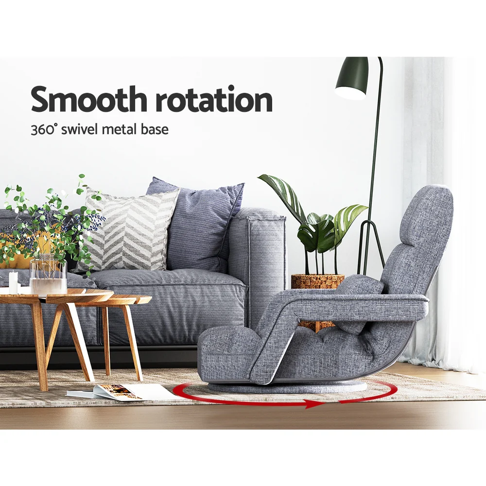 Artiss Floor Lounge Sofa Bed Swivel Grey - Image 6
