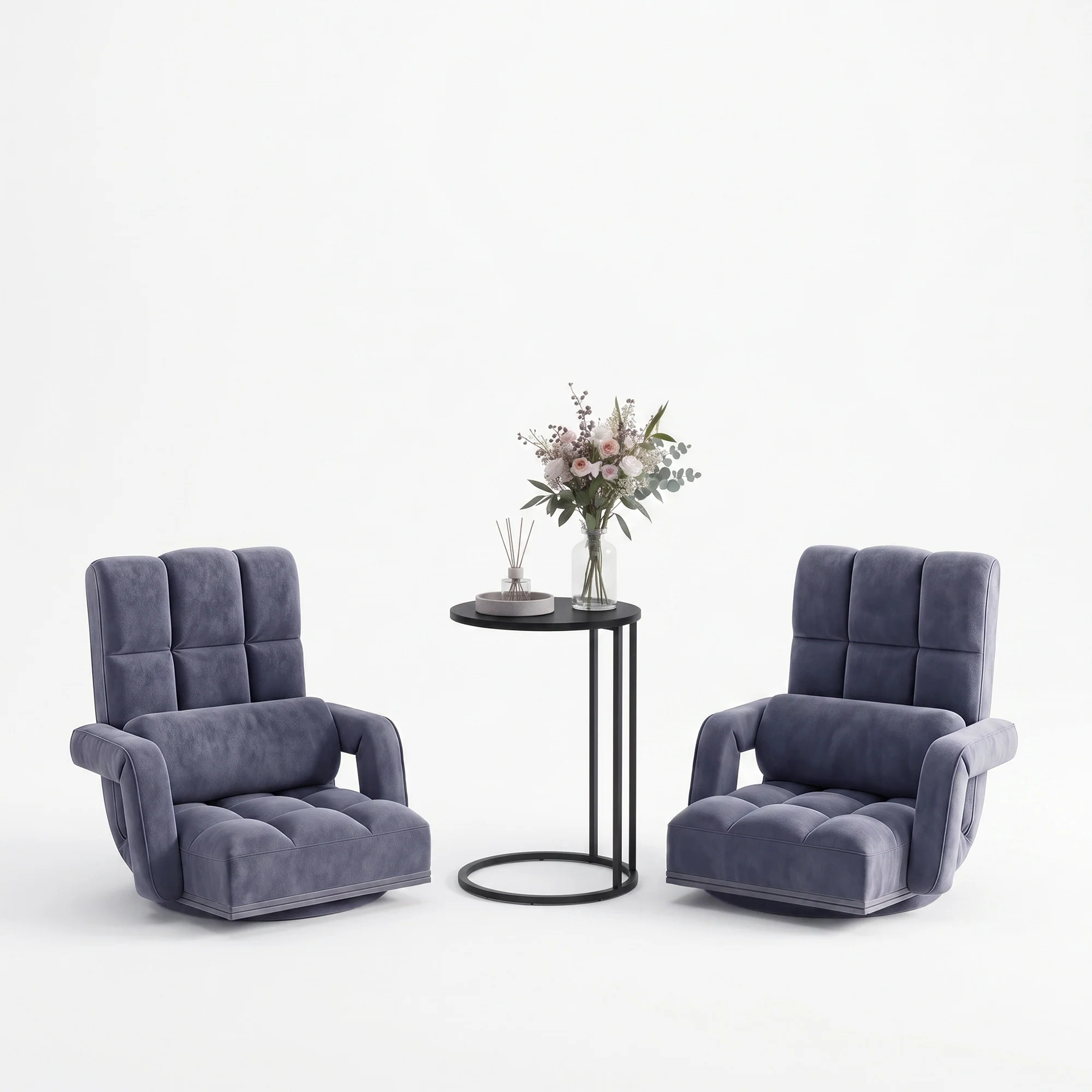 Artiss Floor Sofa Chair & Coffee Table Set, Swivel Lounge Recliner Side Tables - Image 2