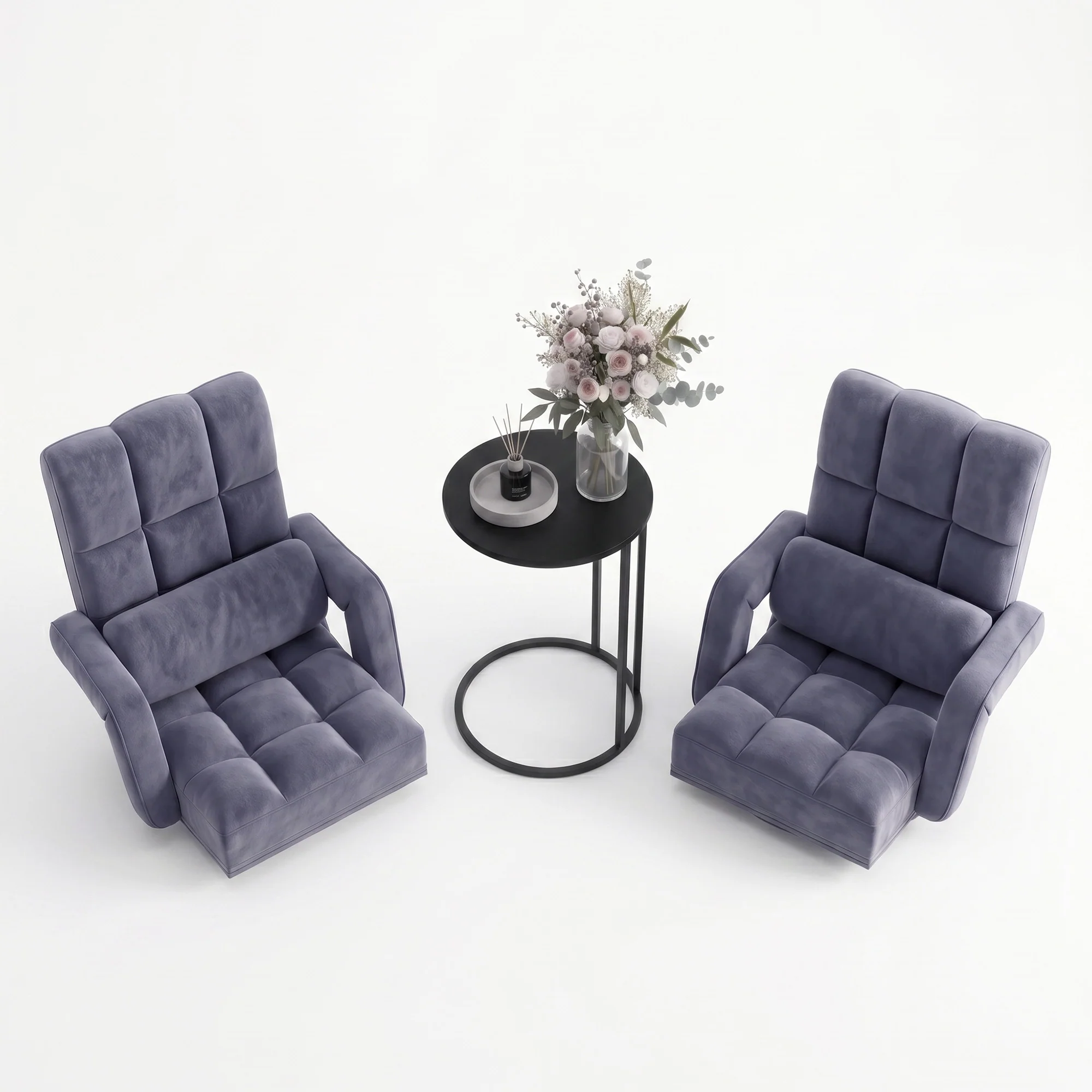 Artiss Floor Sofa Chair & Coffee Table Set, Swivel Lounge Recliner Side Tables - Image 4