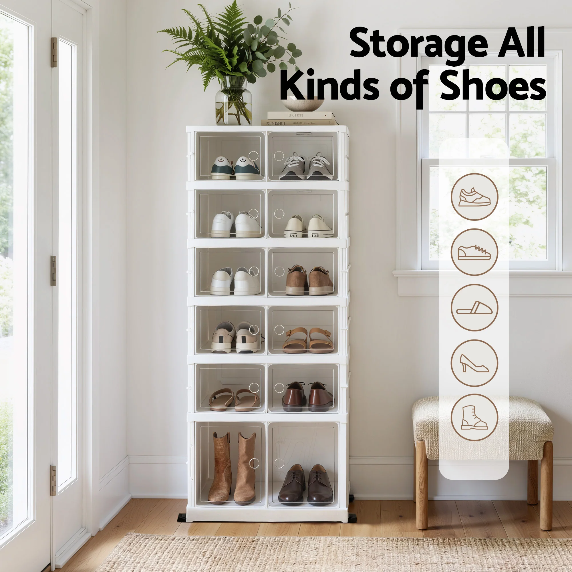Artiss Foldable Shoe Storage Box 6 Tier 12 Pairs Entryway - Image 5