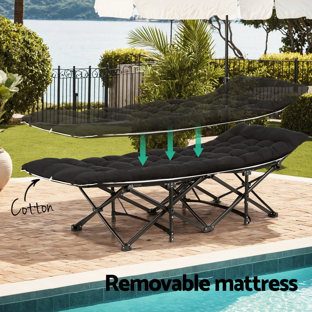 Artiss Folding Bed With Mattress Heavy Duty Black 185CM - Image 5