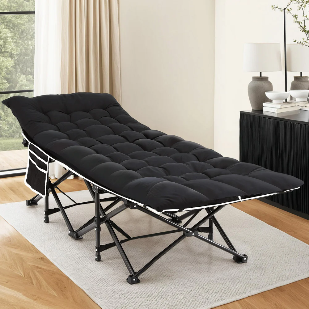 Artiss Folding Bed With Mattress Heavy Duty Black 185CM - Image 8