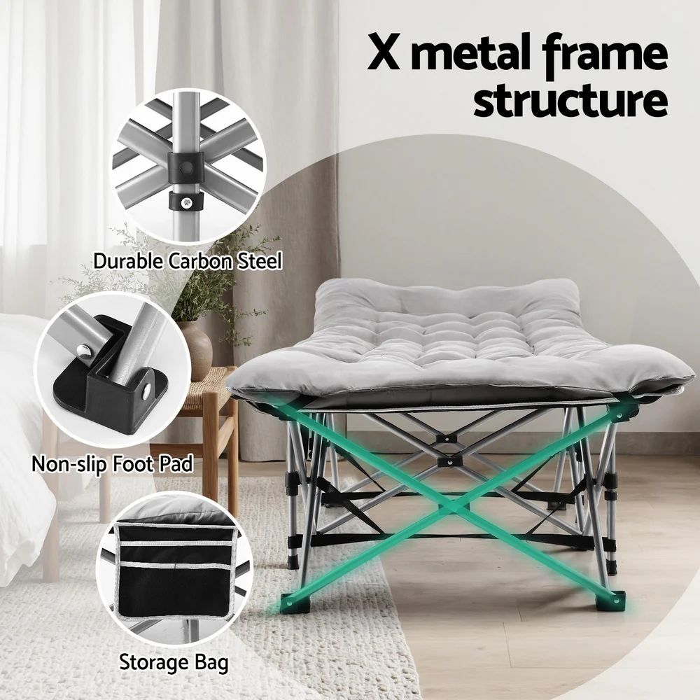 Artiss Folding Bed With Mattress Heavy Duty Grey 185CM - Image 4
