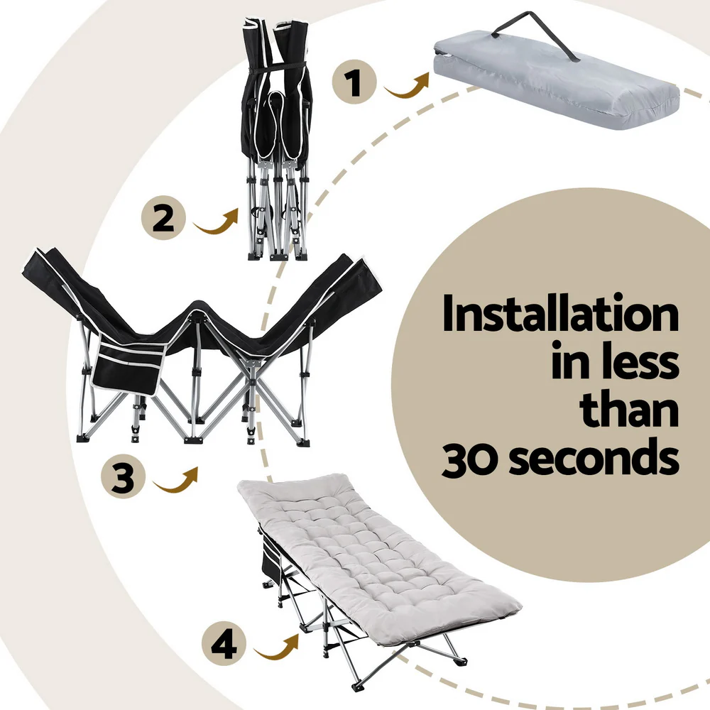 Artiss Folding Bed With Mattress Heavy Duty Grey 185CM - Image 7