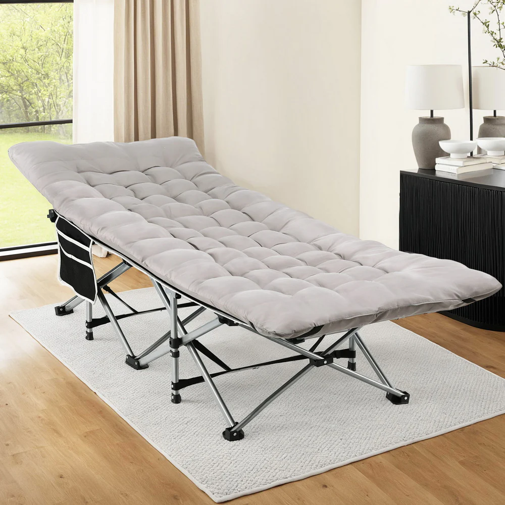 Artiss Folding Bed With Mattress Heavy Duty Grey 185CM - Image 8