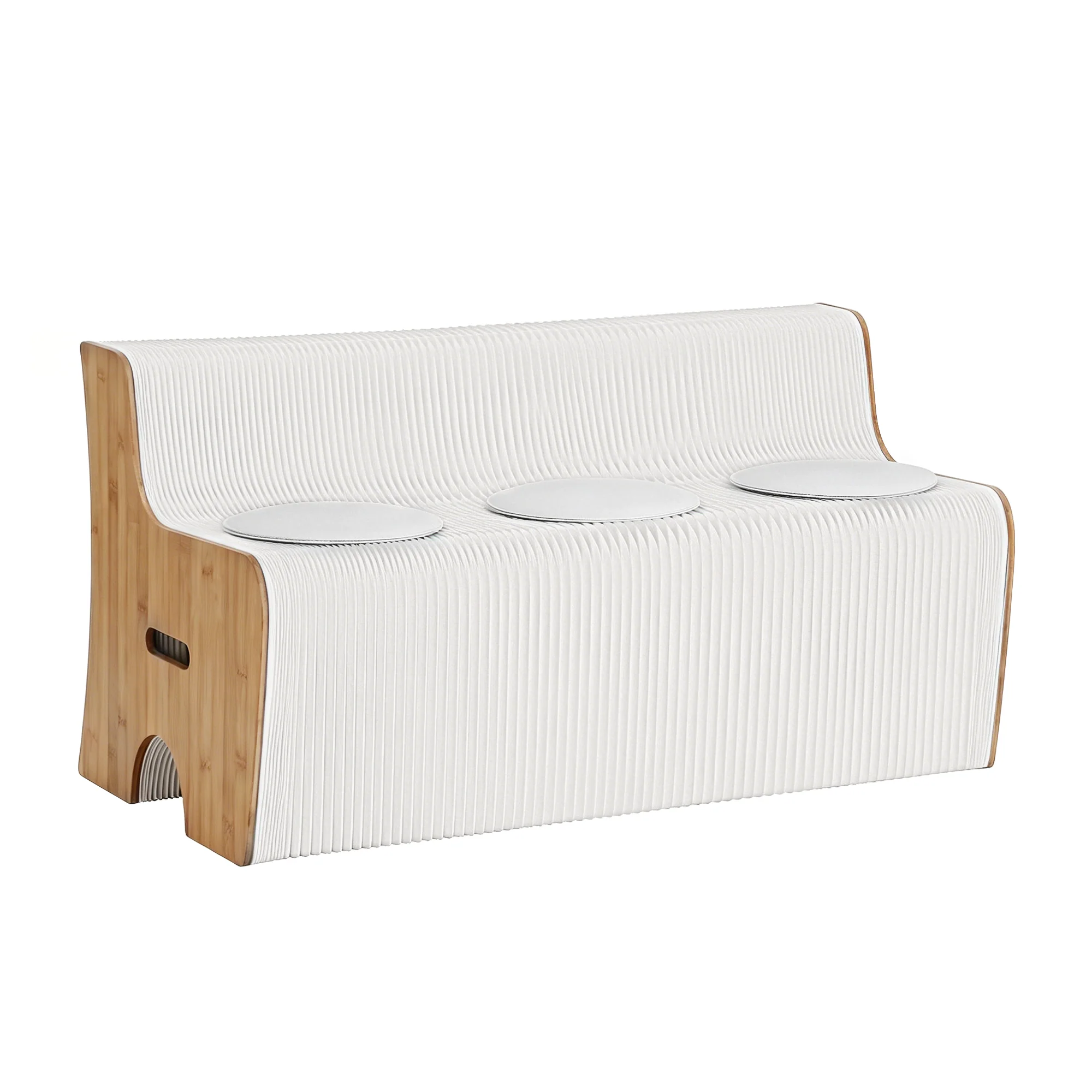 Artiss Folding Kraft Paper Sofa 3 Seater Accordion Bench with PU Leather Cushion Collapsible Couch 300kg Capacity 150x59x63cm - Image 2