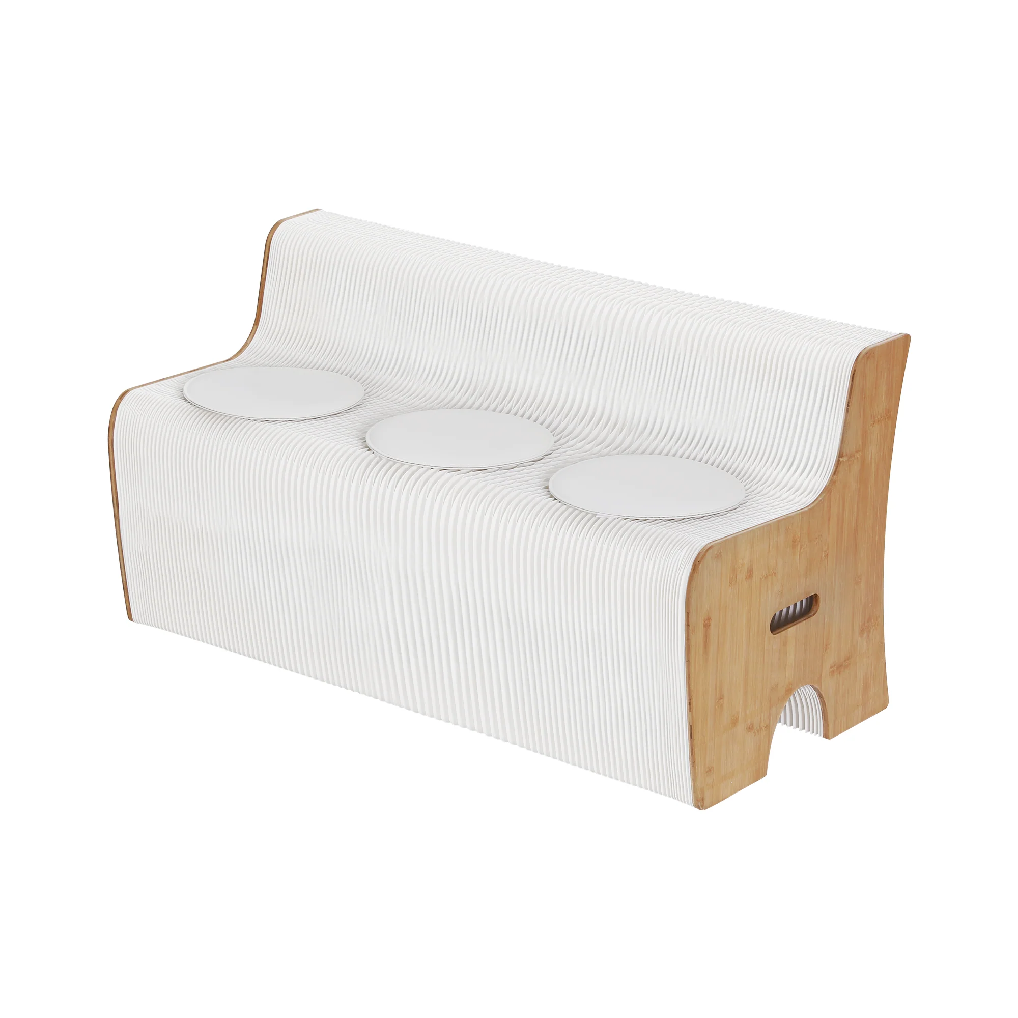 Artiss Folding Kraft Paper Sofa 3 Seater Accordion Bench with PU Leather Cushion Collapsible Couch 300kg Capacity 150x59x63cm - Image 4