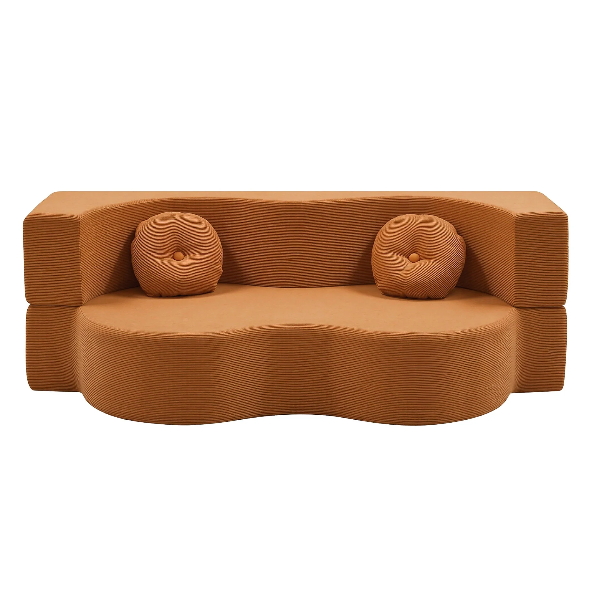 Artiss Folding Sofa Bed Floor Couch 2-in-1 Convertible Futon Loveseat Orange - Image 4