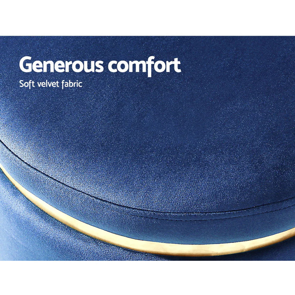 Artiss Ottoman Foot Stool Round Velvet Navy - Image 7