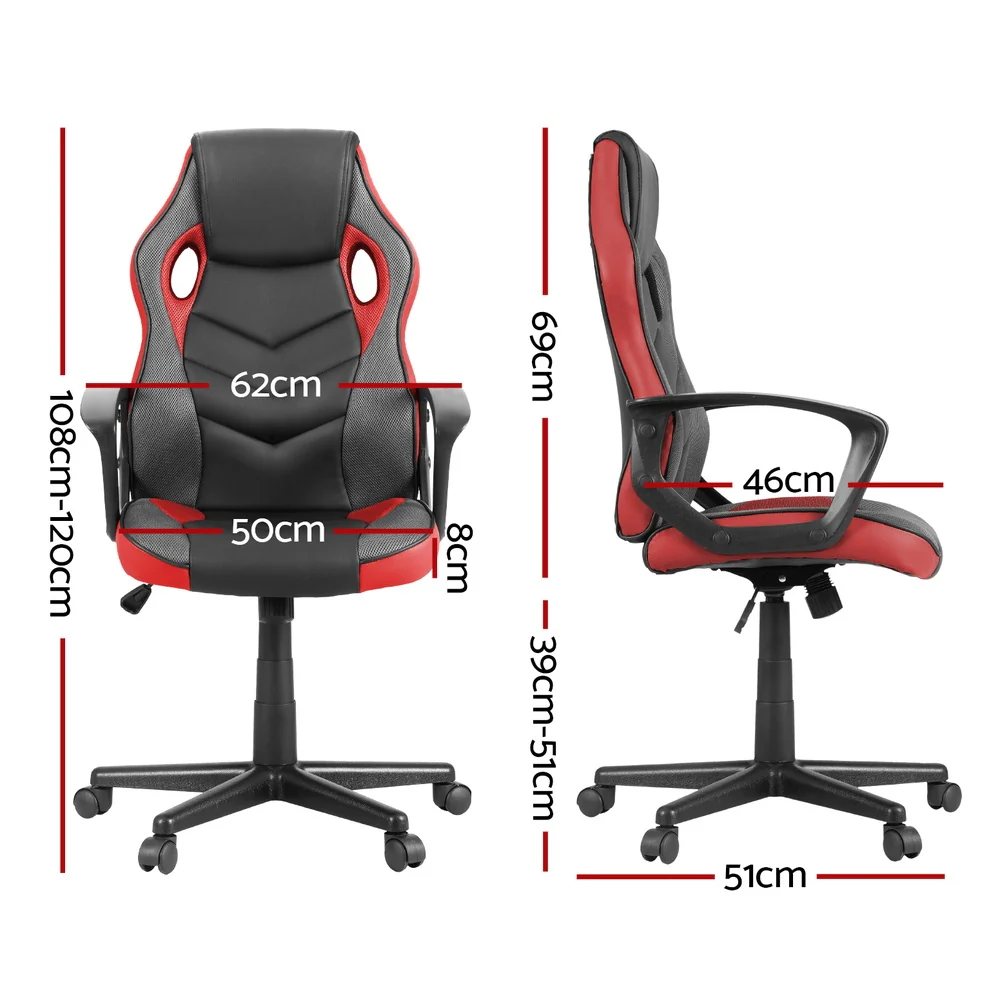 Artiss Gaming Office Chair Computer Chairs Red - Image 3