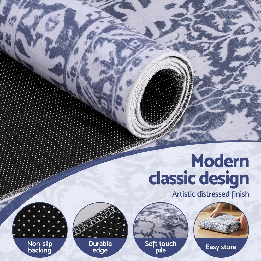 Artiss Hallway Runner Rug 80x180cm Soft Velvet Washable Modern Kitchen Mat - Image 5