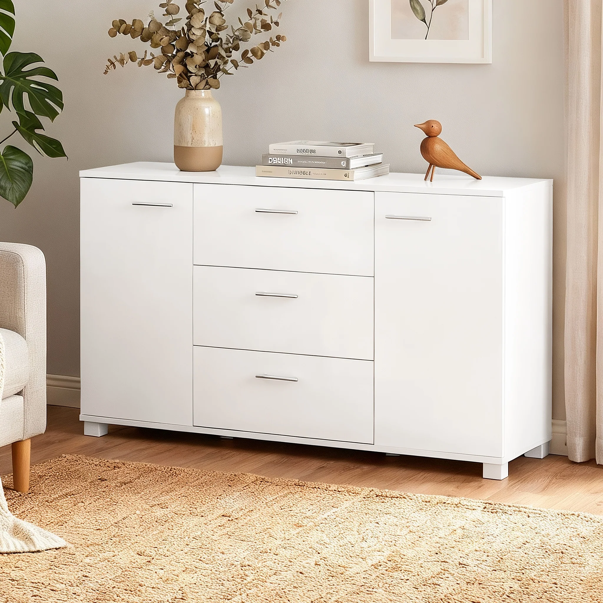 Artiss Buffet Sideboard High Gloss - White - Image 10