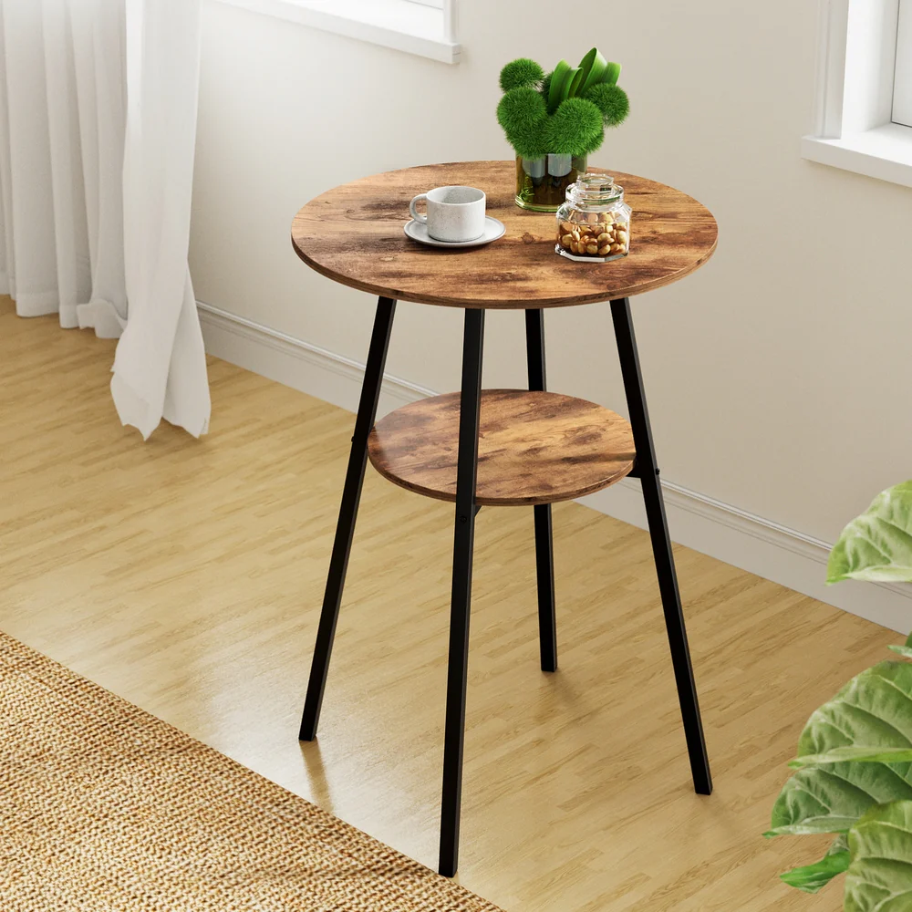 Artiss Industrial Bar Table with 2-Tier Organizer Weather-Resistant MDF Top Steel Frame - Image 8