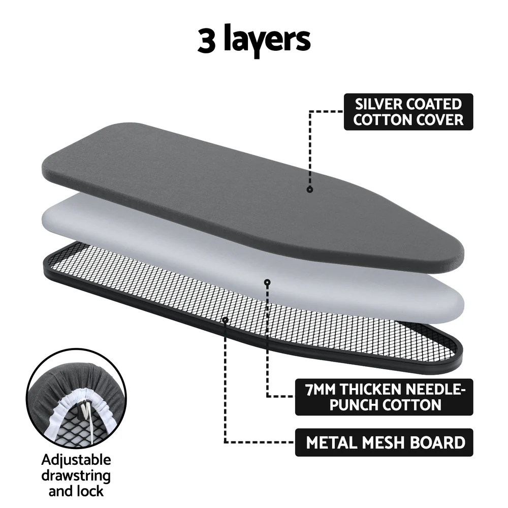Artiss Ironing Board Foldable Iron Rest Black - Image 6