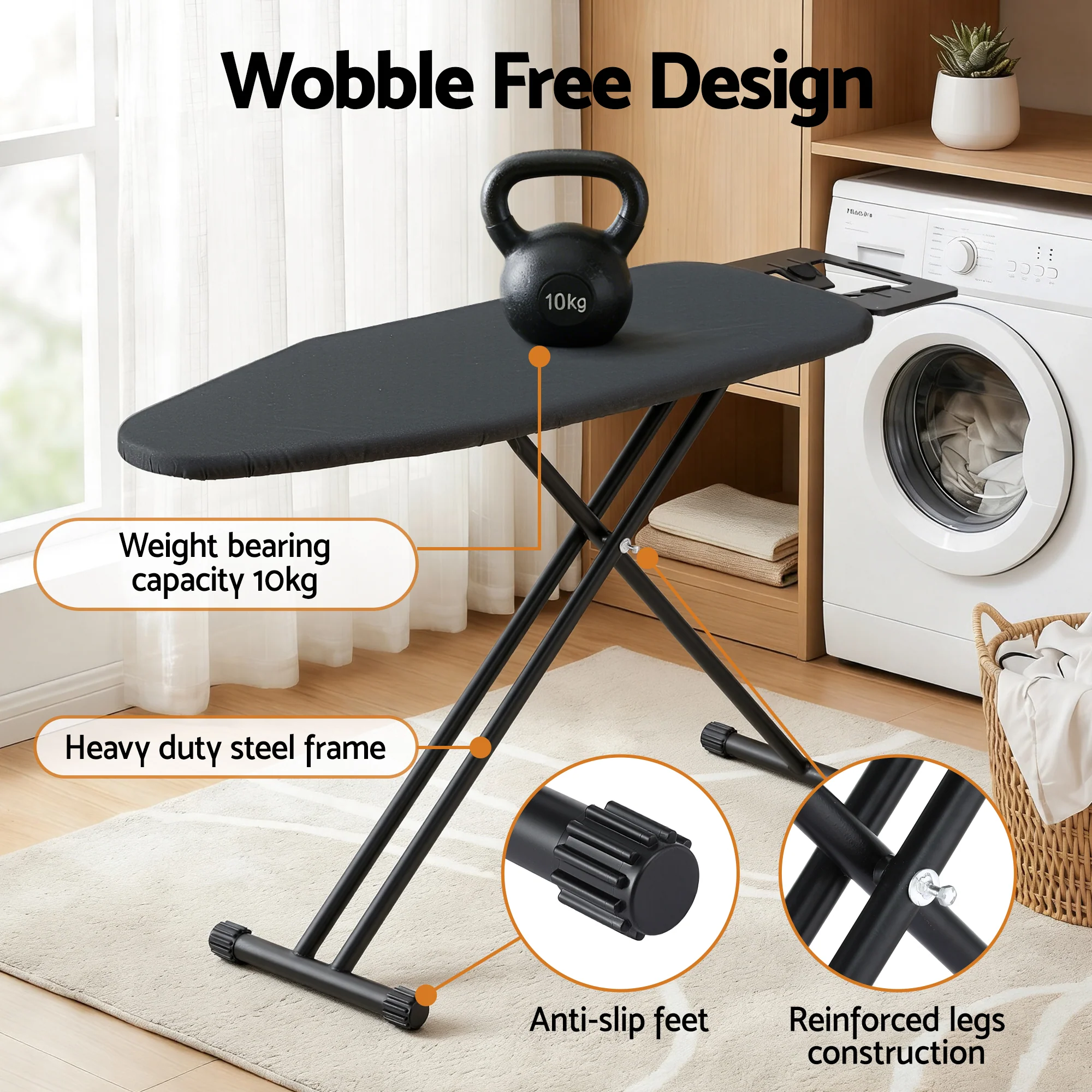 Artiss Ironing Board with Iron Rest with 3 Layers Extra Thick Cover Easy Storage - Image 7