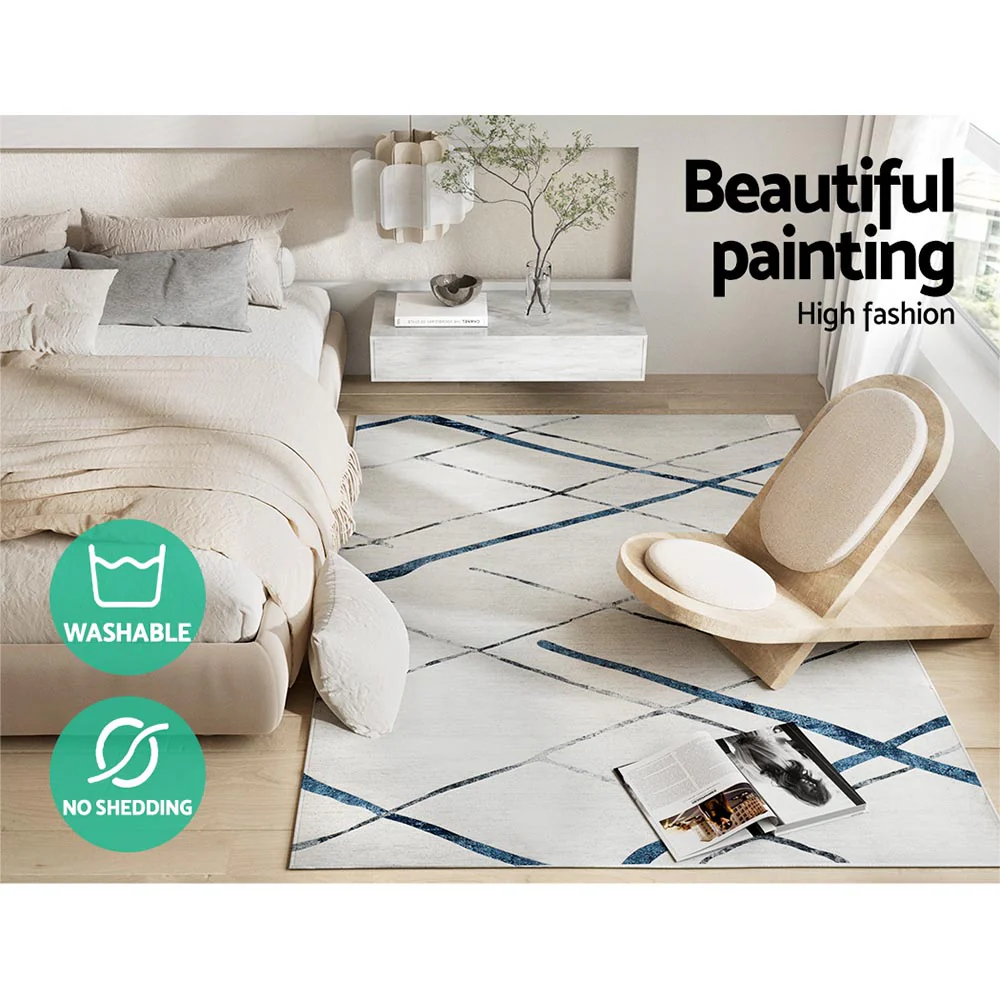 Artiss Floor Rug 160x230 Washable Mat Carpet Short Pile Jaca - Image 4