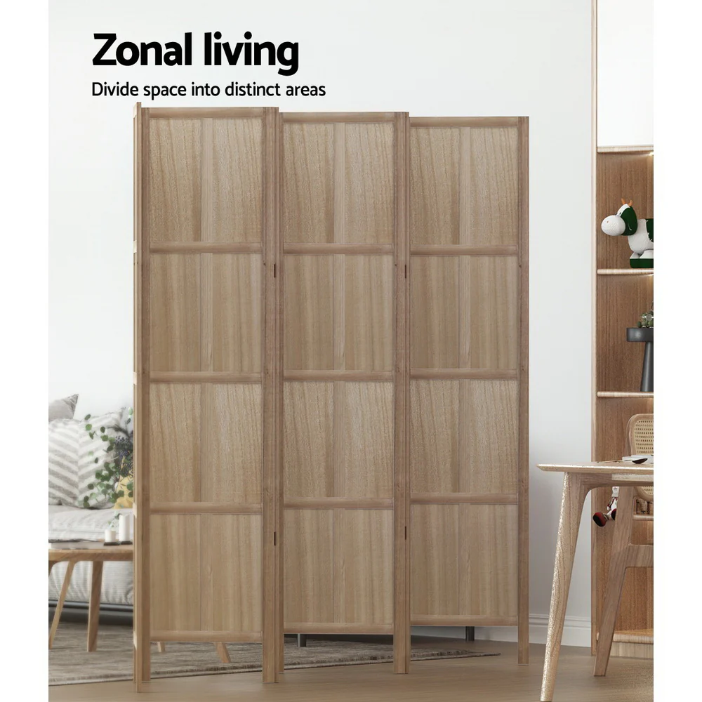 Artiss Jade Room Divider Screen Privacy Wood Dividers Stand 6 Panel Brown - Image 5