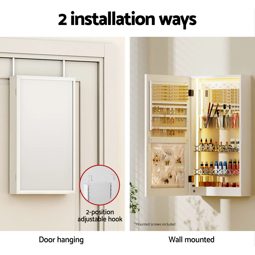 Artiss Jewellery Cabinet Mirror Door Wall Mount - Image 5