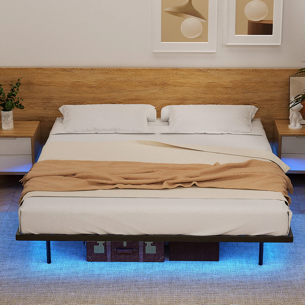 Artiss King Bed Frame,Floating Metal Bed Frame with Smart LED Lights - Sturdy Metal Platform Bed Base, Silent Design, Tool-Free Assembly, 300KG Capacity for Home/Hotel/Master Bedroom? - Image 7