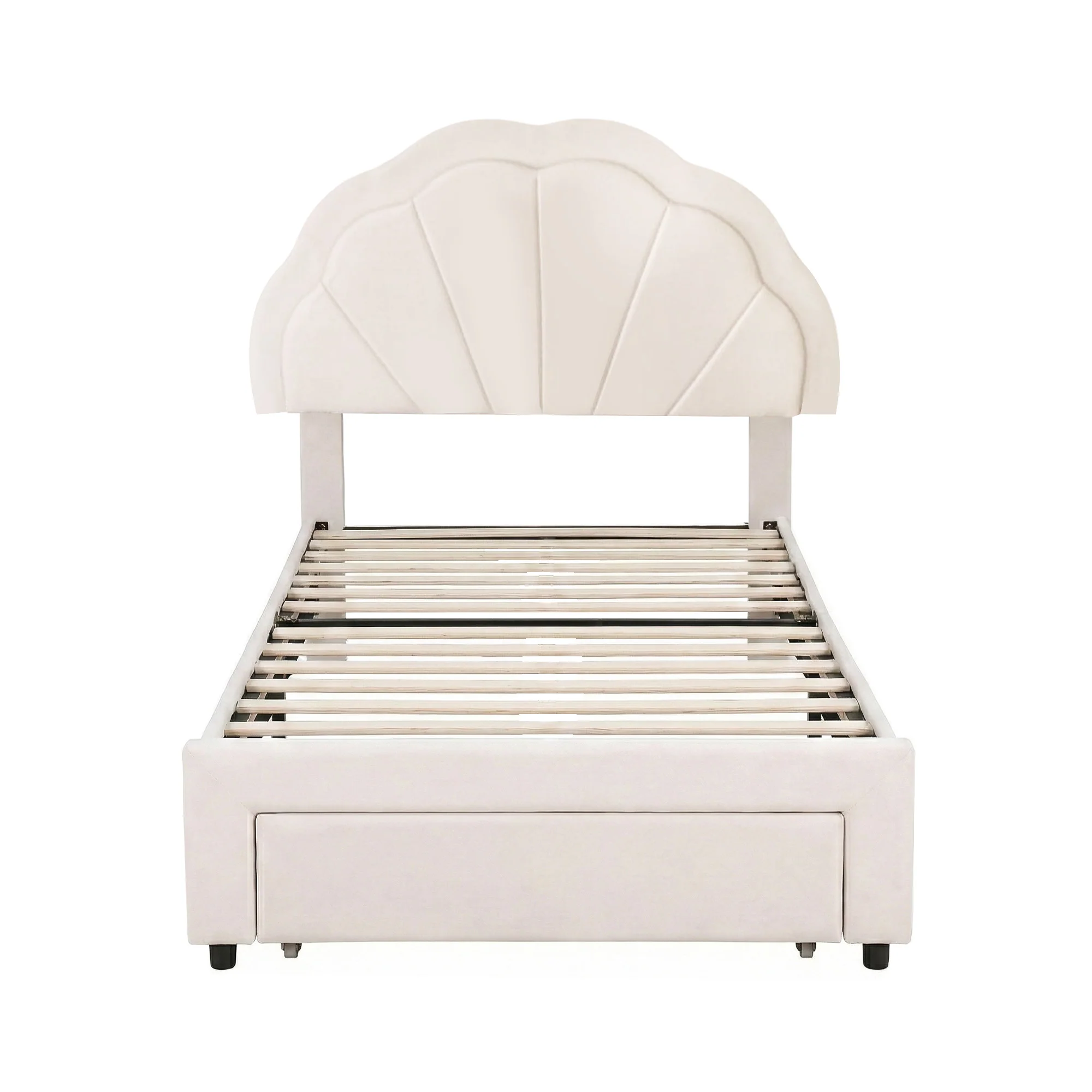 Artiss King Single Bed Frame with Storage Drawer Upholstered Velvet Platform Bed LED Headboard - Image 4