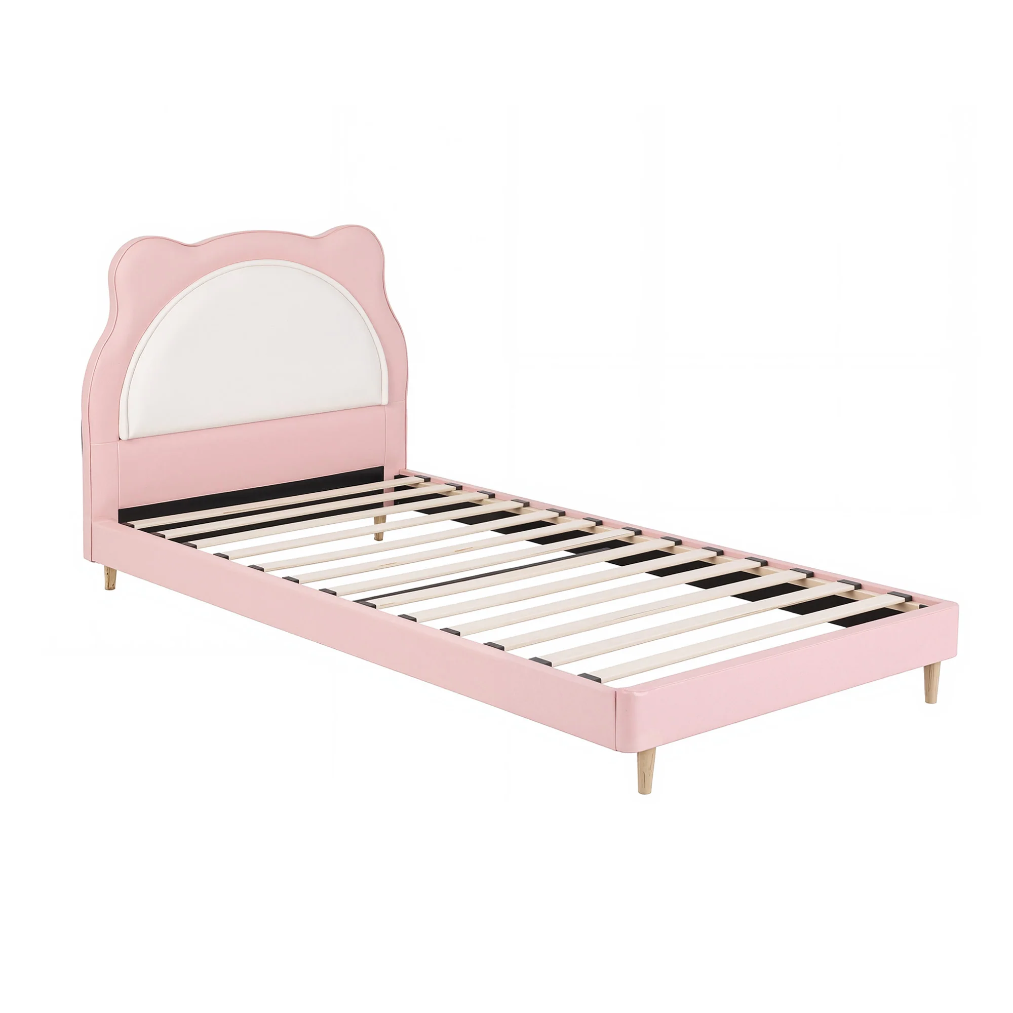 Artiss King Single Pink Kids Bed Frame for Girls Bedroom Cute Animal Upholstered - Image 2