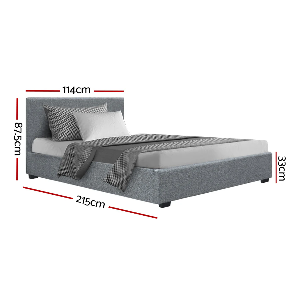 Artiss Bed Frame King Single Size Gas Lift Grey NINO - Image 2