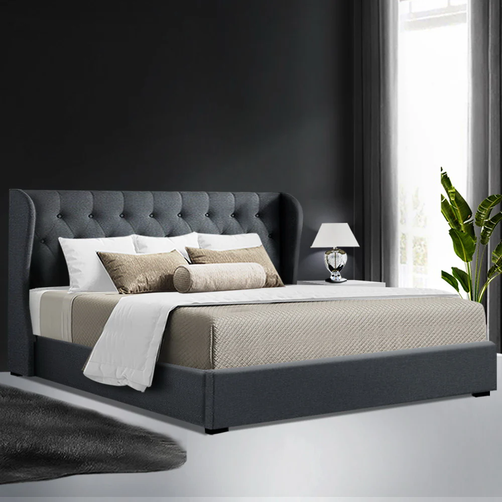Artiss Bed Frame King Size Gas Lift Charcoal ISSA - Image 8