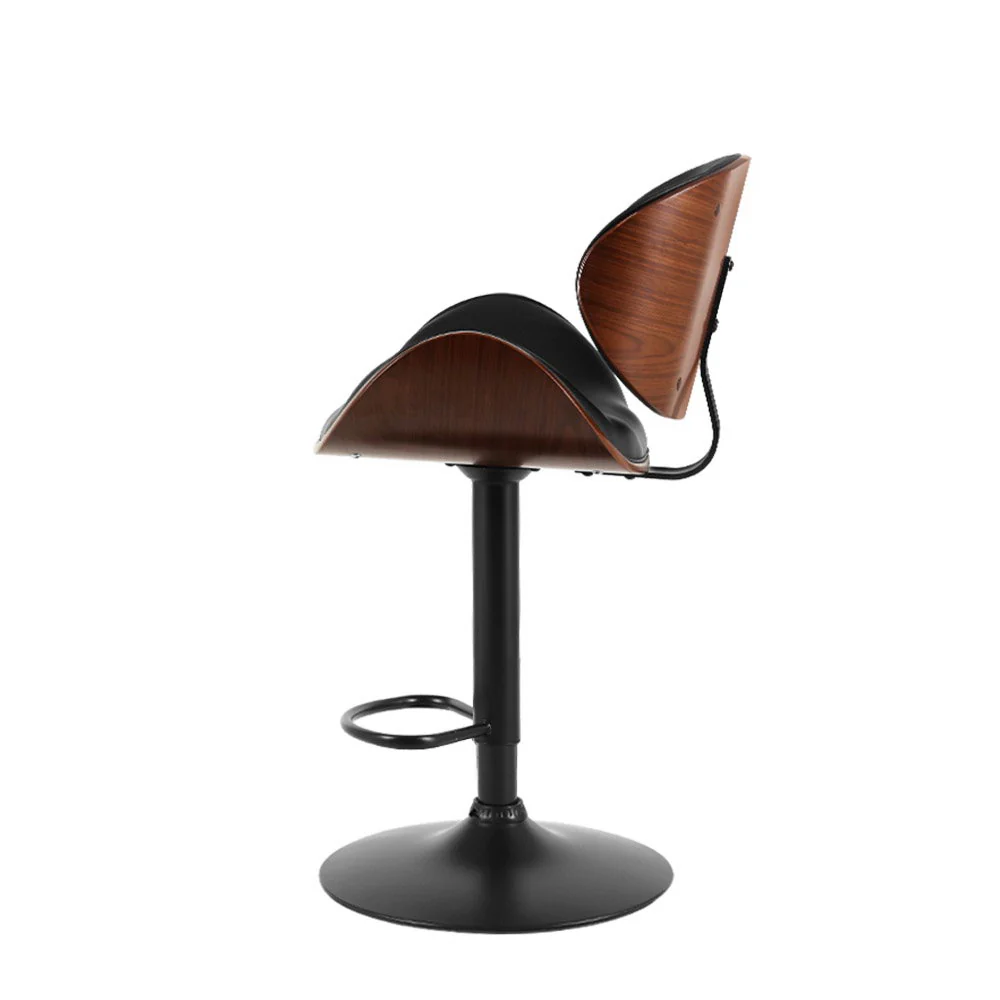 Artiss Bar Stools Kitchen Leather Barstools Swivel Gas Lift Vintage Chairs Black - Image 4