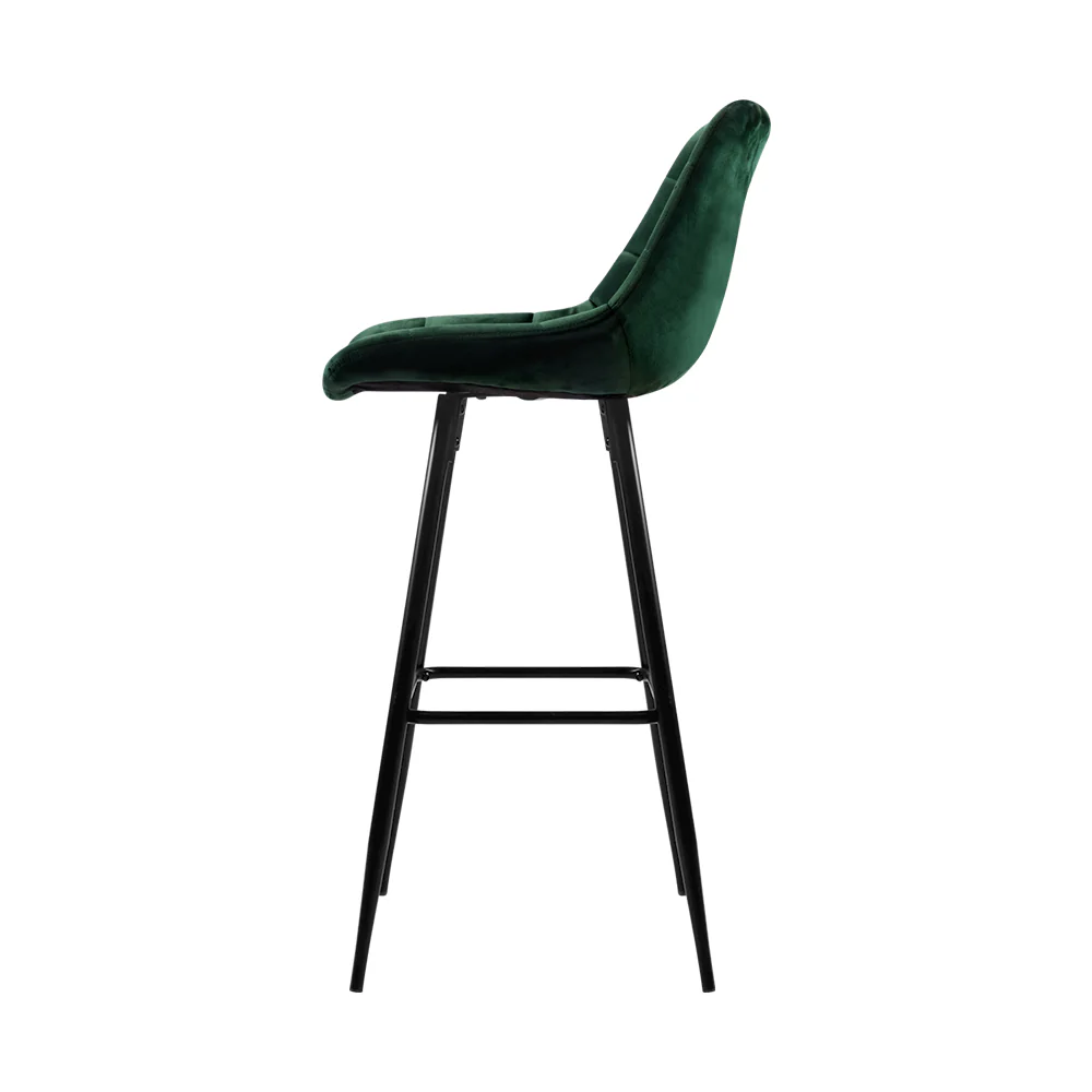 Artiss 2x Bar Stools Velvet Chairs Green - Image 4